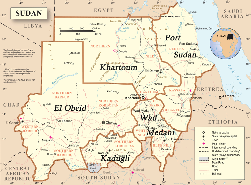 Map of the dioceses of Sudan